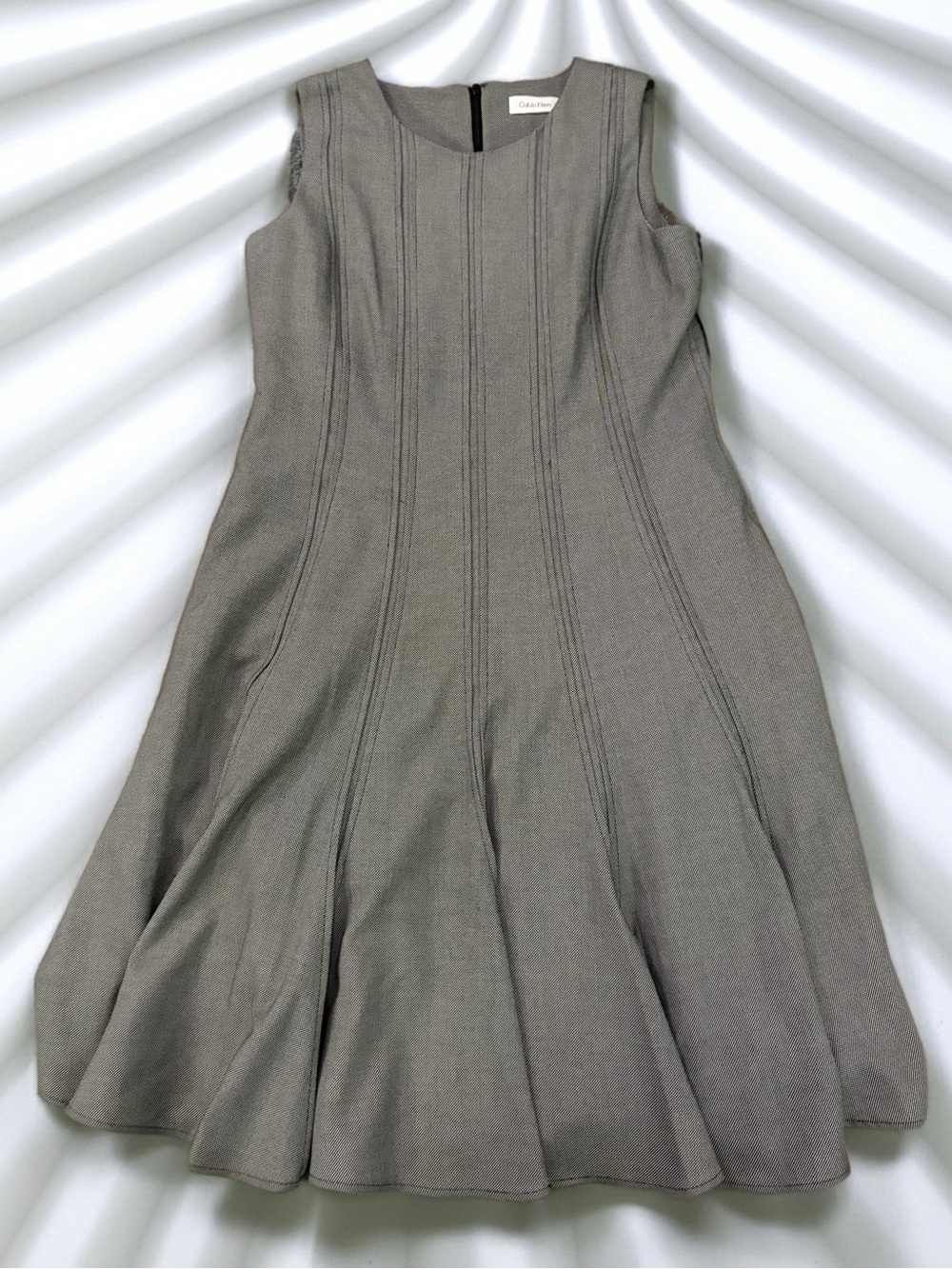 Calvin Klein Sleeveless Gray Panel-Seamed Midi Dress